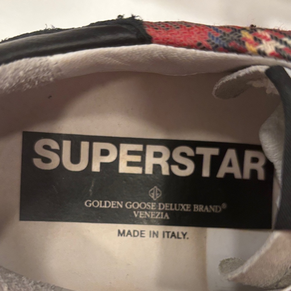 Golden Goose Superstar Red and White Sneakers with Gray Laces - Picture 2 of 8